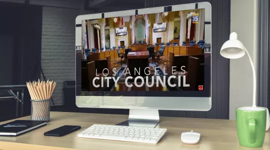 LACityView City Council Video on Desktop Screen